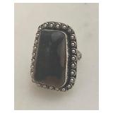 Jasper Gemstone Ring Silver Tone