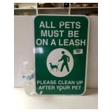 All Pets Must Be In Leash Metal Sign