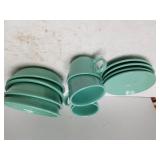 Mint Green Fiestaware Cups, Saucers, Bowls