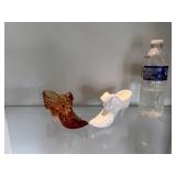 Two Fenton Cat Faced Slippers Hobnail