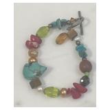 Vintage Turquoise Tiger Eye Red Coral Bracelet