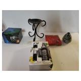 Candle Holders. Small Vase And Road Trip Spray