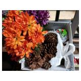 Pine Cones And Faux Flowers