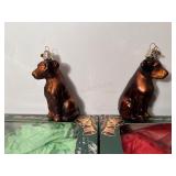 Old World Christmas, Two Chocolate Labs Ornaments