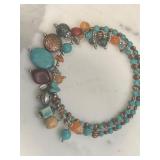 Large Designer Signed Gemstone Choker Necklace