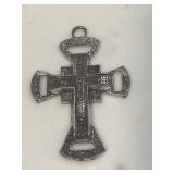 Vintage Silver Like Large Cross Pendant