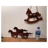 Metal Wild Stallion Wall Hanger & Leather Rocking