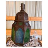 Vintage Moroccan Electric Lantern With Stained