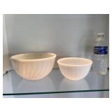 Two Swirl Milk Glass Fire-King Mixing Bowls