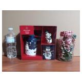 NEW Snowman Bathroom Gift Set and Glass Mason Jar