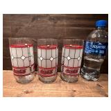 3 Frosted Coca-Cola Drinking Glasses