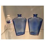 Two Vintage Libbey Blue Decanters