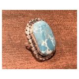 Ladies Size 7 Turquoise Silver Ring Marked .925