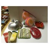 Cheese Cover, Sponges, Trivet And Pot Holders