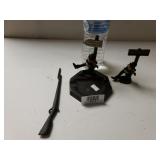 Vintage Cast Iron Ashtray Gun And Figure