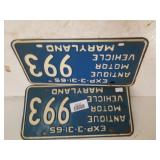 Antique Maryland License Plates