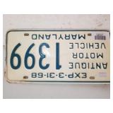 Maryland Antique License Plate
