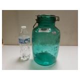 Vintage Blue Glass 4qt. Mills Bakery Cookie Jar