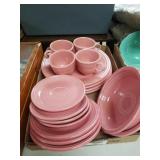 Mauve Colored Fiestaware Bowl, Plates, Cups