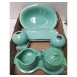Mint Green Fiestaware Candle Holders, Cream/sugar