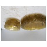 Amber Colored Federal Glass Plates & Finger Bowls