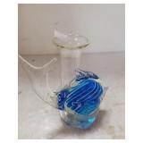 Glass Blue Fish Vase