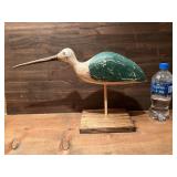Vintage Carved Shorebird On Pedestal