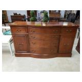 Vintage Mid Century Menzel Mahogany Bow Front