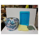 Tin Bucket, Hand Towel, Serving Dish, Tablecloth