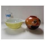 Vintage Pyrex Mixing Bowl And Pottery Vase