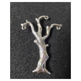 Ladies Silver Tree Pin - Marked Sterling