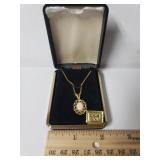 Ladies Gold Tone Opal Necklace