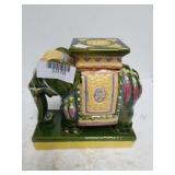 Vintage Green Ceramic Chinese Small Plant Stand