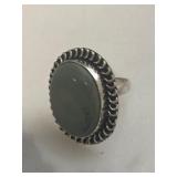 Moss Agate Gemstone Silver Tone Ring