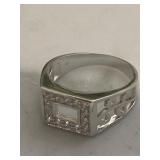 Ornate Platinum Tone Diamond Rhinestone Cocktail