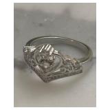 Vintage Diamond Rhinestone Wedding Ring Platinum