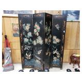 4 Panel Oriental Room Divider Depicting Birds