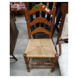 Vintage Ladder Back Chair With Rush Seat