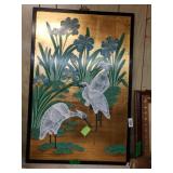 Asian Egrets And Flowers Picture