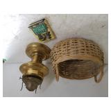 Basket, Kerosene Lamp Base & Other