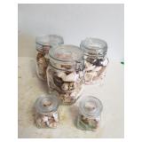 Clip Top Jars With Seashells, Small Regular Jars