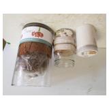 Striped Amaryllis Glass Pot, Jar With Shells,