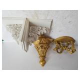White Bookends,  Gold Tone Wall Decor