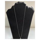 Ladies Silver Necklace w/Silver Gemstone Pendant