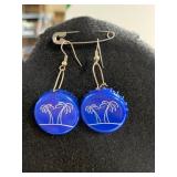 Palm Tree Bottle Cap Dangle Earrings