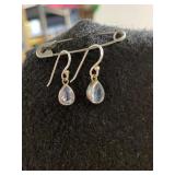 Ladies Small Silver gemstone earrings - Marked