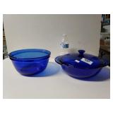 Anchor Hocking Cobalt Blue Mixing Bowl And