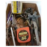 Assorted Tools To Include Measuring Tape, Tire