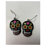 Ladies Halloween Sugar Skull Dangle Earrings