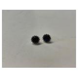 Pandora Silver Stud Earrings W/Black Stone